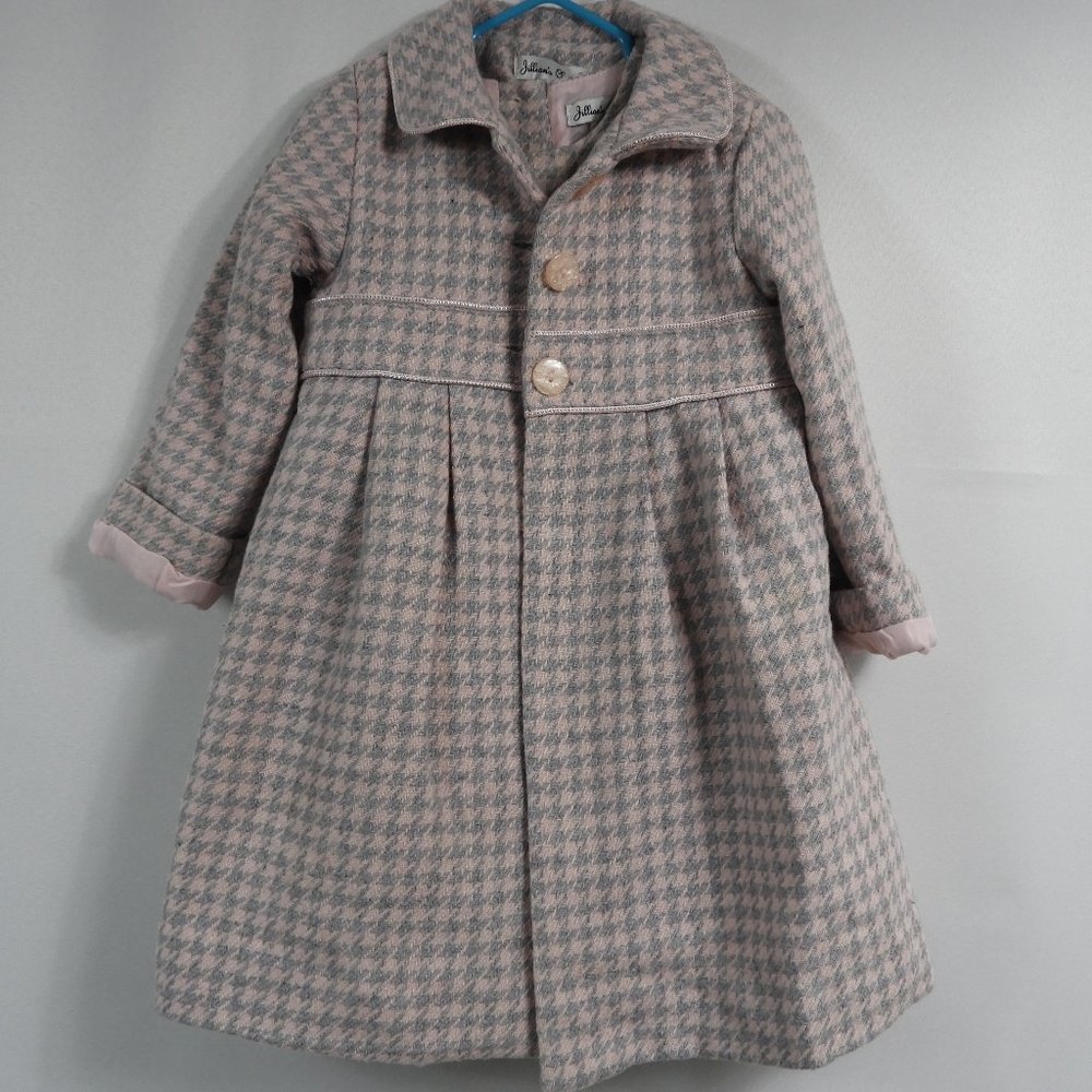 C740 Jillian's Closet Gray and Pink Houndstooth Coat and Dress